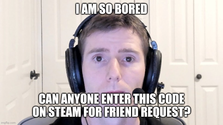 Code is the comment section | I AM SO BORED; CAN ANYONE ENTER THIS CODE ON STEAM FOR FRIEND REQUEST? | image tagged in sad linus,steam | made w/ Imgflip meme maker