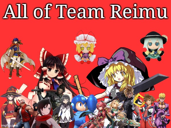 Added Megumin to the team's picture | All of Team Reimu | made w/ Imgflip meme maker