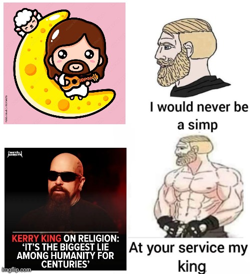 Atheist | image tagged in at your service my king | made w/ Imgflip meme maker