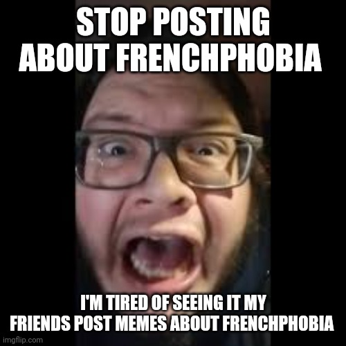 STOP. POSTING. ABOUT AMONG US | STOP POSTING ABOUT FRENCHPHOBIA; I'M TIRED OF SEEING IT MY FRIENDS POST MEMES ABOUT FRENCHPHOBIA | image tagged in stop posting about among us | made w/ Imgflip meme maker