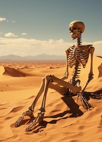 Skeleton in desert Blank Meme Template