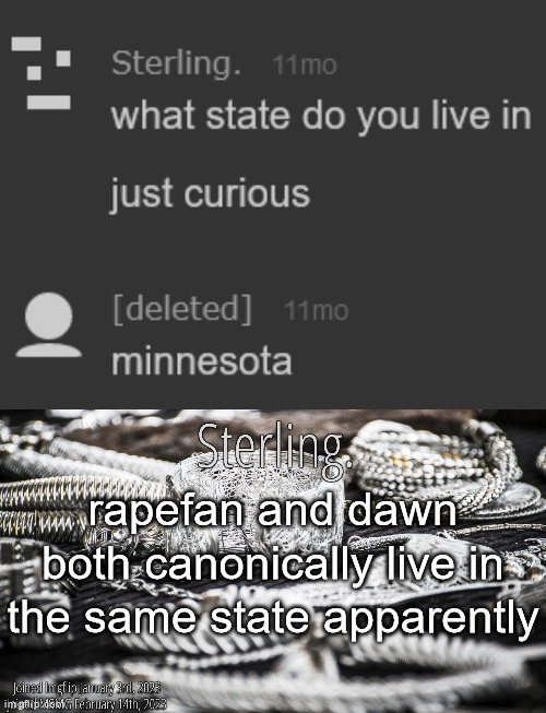 rapefan and dawn both canonically live in the same state apparently | image tagged in silver announcement template 8 0 | made w/ Imgflip meme maker