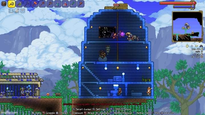 Playing Expert Mode again w/ @UnknitSix | image tagged in terraria,gaming,video games,nintendo switch,screenshot,multiplayer | made w/ Imgflip meme maker