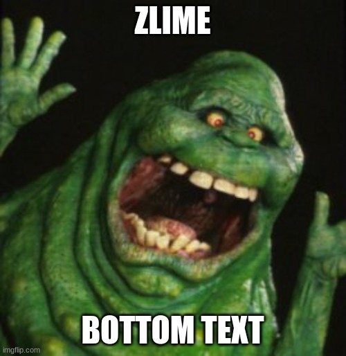 Slimer | ZLIME BOTTOM TEXT | image tagged in slimer | made w/ Imgflip meme maker