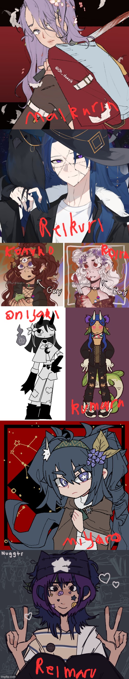 tw: blood 1. all are ocs as picrew 2. i hate writing the names in pen 3. clearer names in comments | made w/ Imgflip meme maker