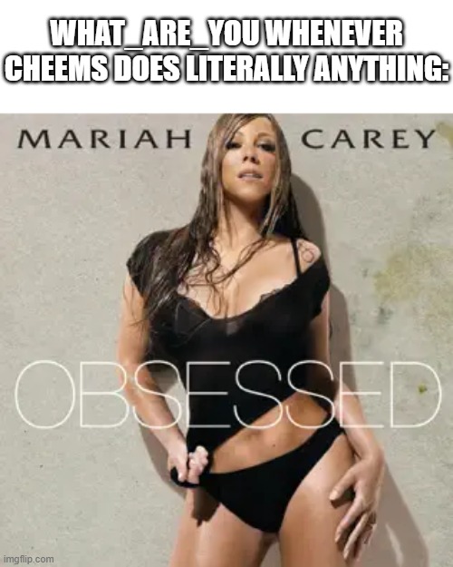 It's been over a year and he's STILL angry at Cheems!? | WHAT_ARE_YOU WHENEVER CHEEMS DOES LITERALLY ANYTHING: | image tagged in mariah carey obsessed,what are you sucks,obsessed | made w/ Imgflip meme maker
