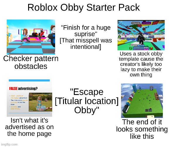 image tagged in starter pack,memes,repost,roblox,obby | made w/ Imgflip meme maker