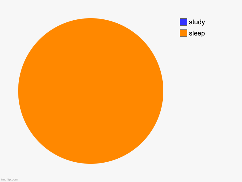 sleep, study | image tagged in charts,pie charts | made w/ Imgflip chart maker