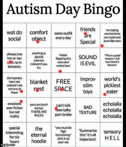 I don't even have autism wtf lol | image tagged in autism bingo | made w/ Imgflip meme maker
