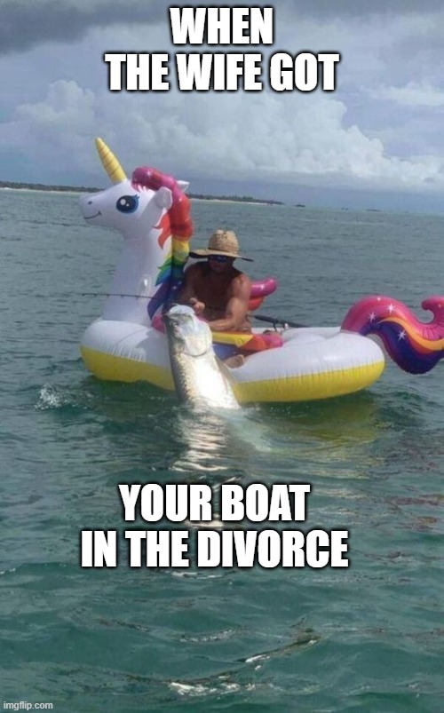WTF | WHEN THE WIFE GOT; YOUR BOAT IN THE DIVORCE | image tagged in wtf | made w/ Imgflip meme maker