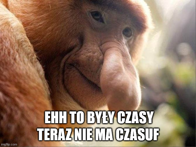 nosacz123 | TERAZ NIE MA CZASUF; EHH TO BYŁY CZASY | image tagged in nosacz123 | made w/ Imgflip meme maker