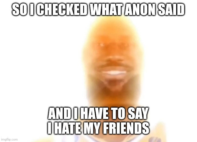 Cod damnit Landon. (Their name is Landon) | SO I CHECKED WHAT ANON SAID; AND I HAVE TO SAY

I HATE MY FRIENDS | image tagged in the bronze age | made w/ Imgflip meme maker