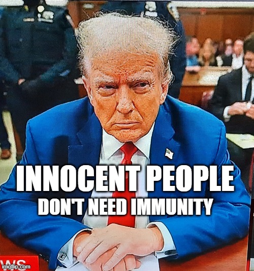 DON'T NEED IMMUNITY; INNOCENT PEOPLE | image tagged in trump,guilty | made w/ Imgflip meme maker