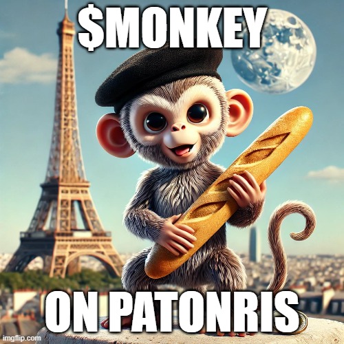 Creating a story... $MONKEY on TON | $MONKEY; ON PATONRIS | image tagged in memes | made w/ Imgflip meme maker