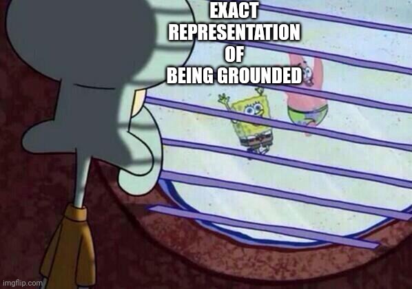Squidward window | EXACT REPRESENTATION OF BEING GROUNDED | image tagged in squidward window | made w/ Imgflip meme maker