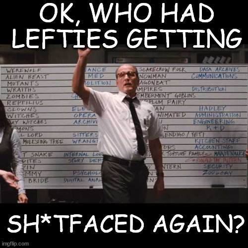 ok who had | OK, WHO HAD LEFTIES GETTING SH*TFACED AGAIN? | image tagged in ok who had | made w/ Imgflip meme maker