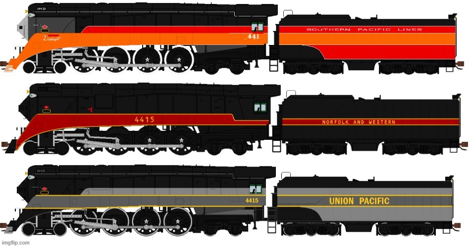 cursed SP GS-2 liveries | image tagged in cursed image,train,locomotive,southern pacific,railroad | made w/ Imgflip meme maker