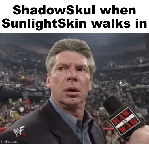 X when Y walks in | ShadowSkul when SunlightSkin walks in | image tagged in x when y walks in | made w/ Imgflip meme maker