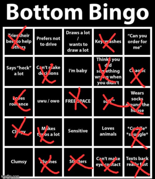 Bottom Bingo | image tagged in bottom bingo | made w/ Imgflip meme maker