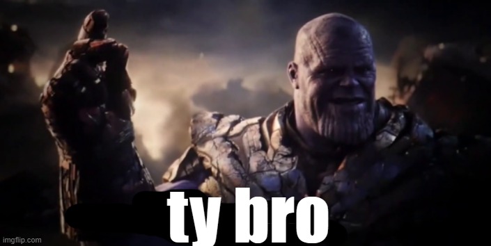 I am inevitable | ty bro | image tagged in i am inevitable | made w/ Imgflip meme maker