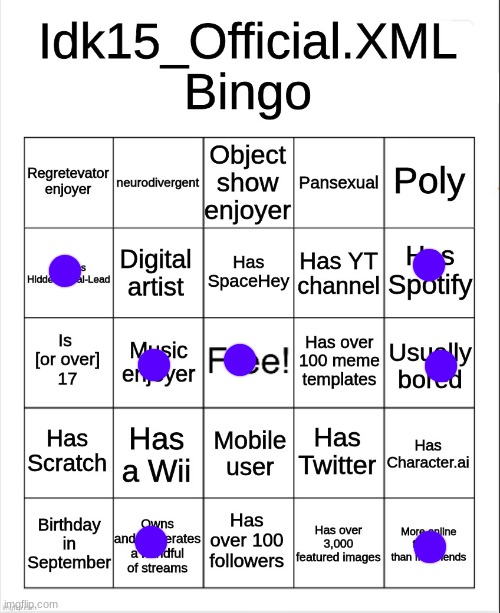 Idk15_Official.XML Bingo | image tagged in idk15_official xml bingo | made w/ Imgflip meme maker