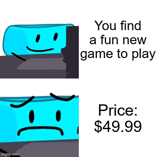 so annoying man | You find a fun new game to play; Price: $49.99 | image tagged in bracelety reaction,fun,bfdi,relatable | made w/ Imgflip meme maker