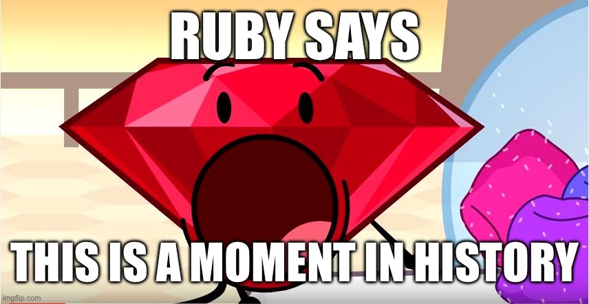 BFDI Ruby | RUBY SAYS THIS IS A MOMENT IN HISTORY | image tagged in bfdi ruby | made w/ Imgflip meme maker