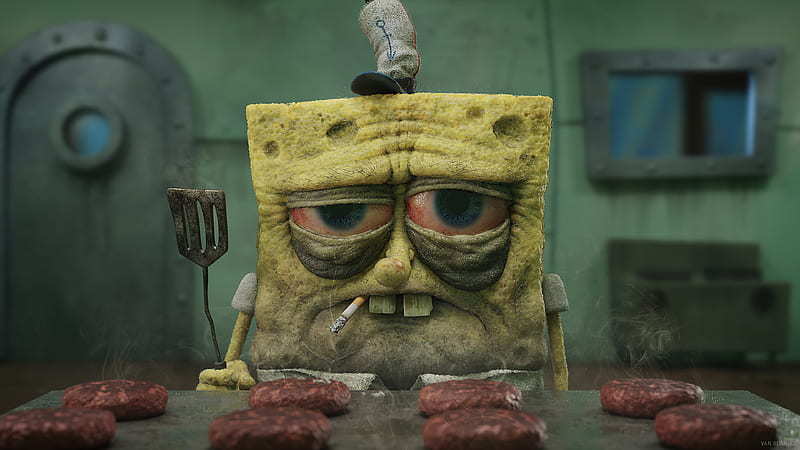 High Quality Spongebob Cooking Sad Blank Meme Template