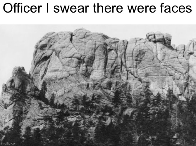 Mt Rushmore | Officer I swear there were faces | image tagged in memes | made w/ Imgflip meme maker