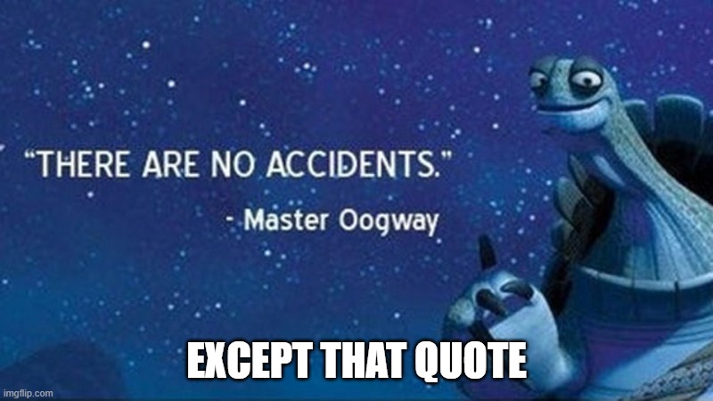 that was an accident | EXCEPT THAT QUOTE | image tagged in there are no accidents | made w/ Imgflip meme maker