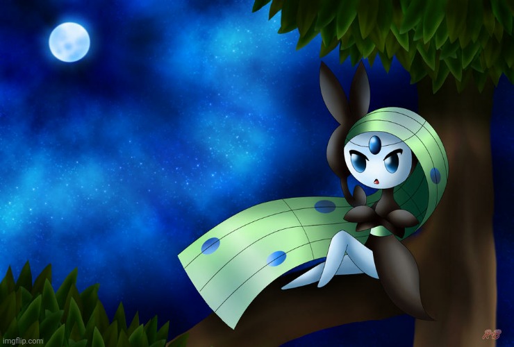Meloetta at Midnight (Art by Rose-Beuty) | made w/ Imgflip meme maker