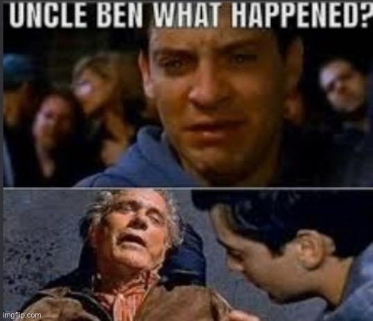 Uncle ben what happened | image tagged in uncle ben what happened | made w/ Imgflip meme maker