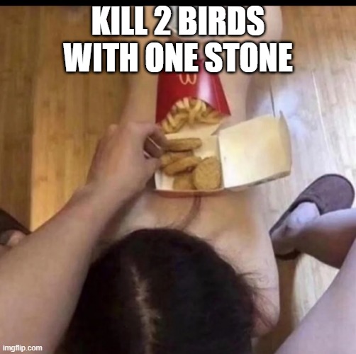 Double the Pleasure | KILL 2 BIRDS WITH ONE STONE | image tagged in adult humor | made w/ Imgflip meme maker