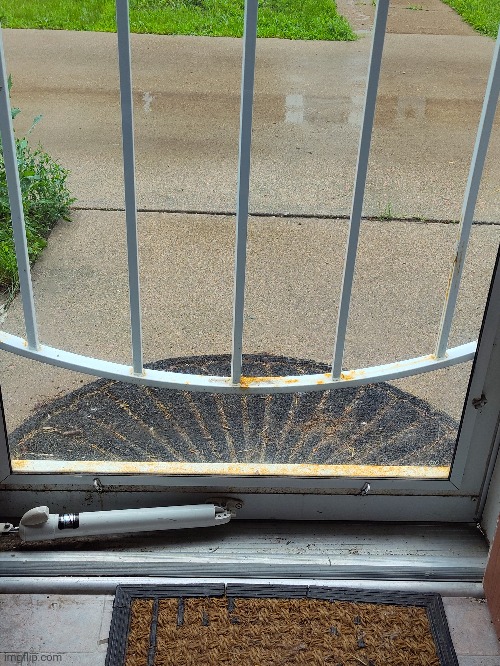 Sitting on some steps behind a screen door and watching the rain | made w/ Imgflip meme maker