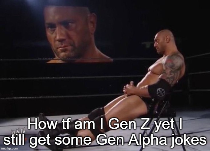 Me fr | How tf am I Gen Z yet I still get some Gen Alpha jokes | image tagged in me fr | made w/ Imgflip meme maker