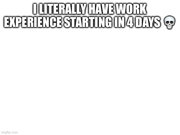 I LITERALLY HAVE WORK EXPERIENCE STARTING IN 4 DAYS 💀 | made w/ Imgflip meme maker