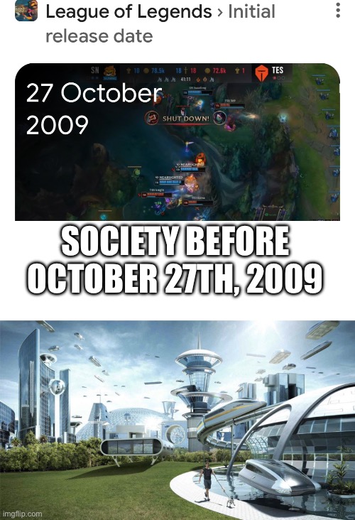 SOCIETY BEFORE OCTOBER 27TH, 2009 | image tagged in the future world if | made w/ Imgflip meme maker