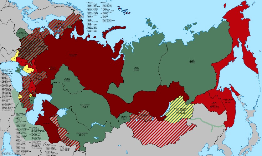 Russian Civil War map | image tagged in russian civil war map | made w/ Imgflip meme maker