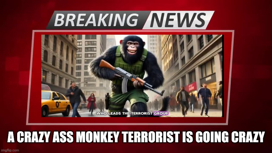 No | A CRAZY ASS MONKEY TERRORIST IS GOING CRAZY | image tagged in breaking news | made w/ Imgflip meme maker