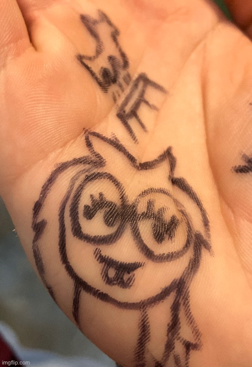 drew jabe on my hand | made w/ Imgflip meme maker