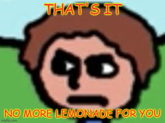 Annoyed | THAT'S IT NO MORE LEMONADE FOR YOU | image tagged in annoyed | made w/ Imgflip meme maker