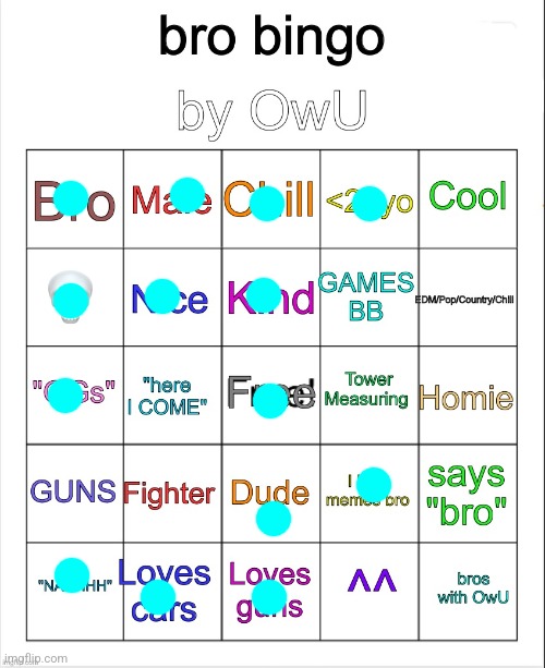 Another successful bingo!  Let's gooooooo! | image tagged in bro bingo by owu-,memes,bingo,fresh memes,a random meme | made w/ Imgflip meme maker