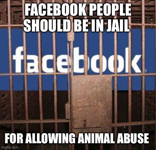 Facebook jail | FACEBOOK PEOPLE SHOULD BE IN JAIL; FOR ALLOWING ANIMAL ABUSE | image tagged in facebook jail | made w/ Imgflip meme maker