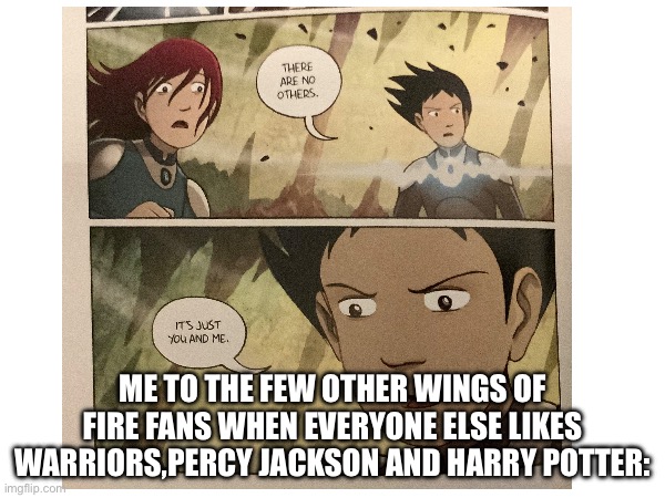 This is true | ME TO THE FEW OTHER WINGS OF FIRE FANS WHEN EVERYONE ELSE LIKES WARRIORS,PERCY JACKSON AND HARRY POTTER: | image tagged in amulet,truth | made w/ Imgflip meme maker