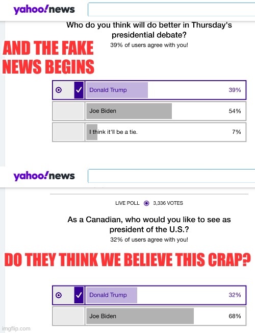 Yahoo News never was Conservative friendly ... media bias to try to shape your thought | AND THE FAKE NEWS BEGINS; DO THEY THINK WE BELIEVE THIS CRAP? | made w/ Imgflip meme maker