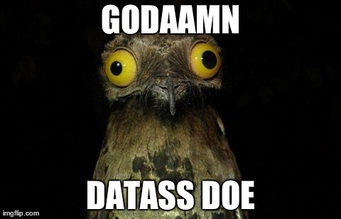 Weird Stuff I Do Potoo Meme | GODAAMN DATASS DOE | image tagged in memes,weird stuff i do potoo | made w/ Imgflip meme maker