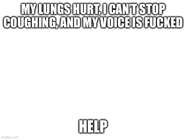 MY LUNGS HURT, I CAN’T STOP COUGHING, AND MY VOICE IS FUCKED; HELP | made w/ Imgflip meme maker