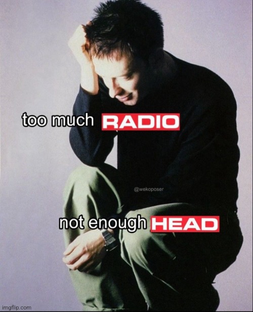 image tagged in too much radio not enough head | made w/ Imgflip meme maker