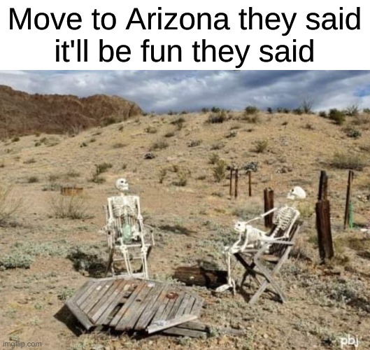 Move to Arizona they said
it'll be fun they said | image tagged in memes,funny,msmg | made w/ Imgflip meme maker