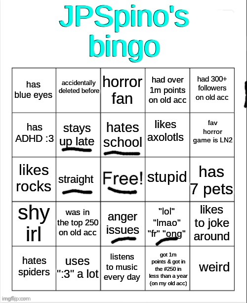 No bingo :( | image tagged in jpspino's new bingo | made w/ Imgflip meme maker